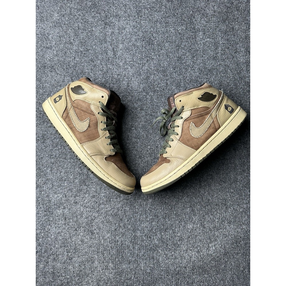 Mens Basketball Nike Air Jordan 1 Mid 2007 Military‎ Brown Green, Size US 11